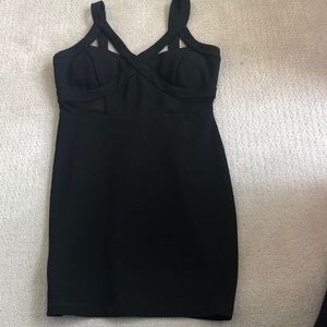 Black tight fitted dress with mesh!